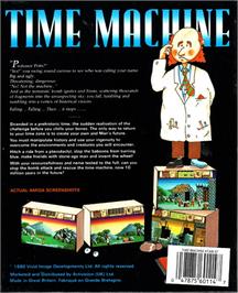 Box back cover for Time Machine on the Commodore Amiga.