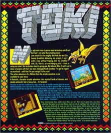 Box back cover for Toki on the Commodore Amiga.