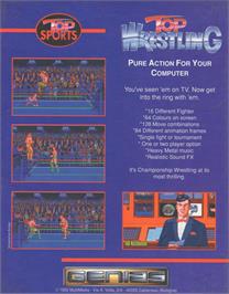 Box back cover for Top Wrestling on the Commodore Amiga.