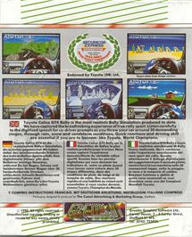 Box back cover for Toyota Celica GT Rally on the Commodore Amiga.