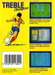 Box back cover for Treble Champions on the Commodore Amiga.