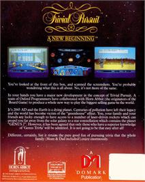 Box back cover for Trivial Pursuit: A New Beginning on the Commodore Amiga.