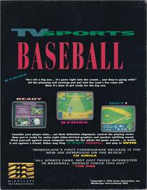 Box back cover for Tv Sports Baseball on the Commodore Amiga.