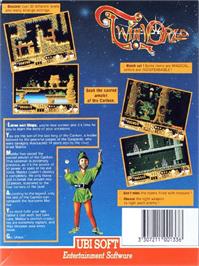 Box back cover for TwinWorld on the Commodore Amiga.