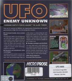 Box back cover for UFO - Enemy Unknown on the Commodore Amiga.