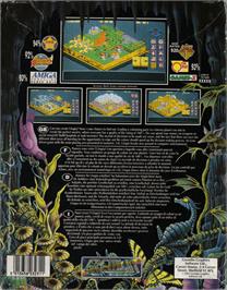 Box back cover for Utopia: The Creation of a Nation on the Commodore Amiga.