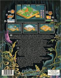 Box back cover for Utopia: The New Worlds on the Commodore Amiga.