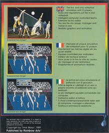 Box back cover for Volleyball Simulator on the Commodore Amiga.