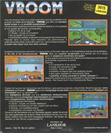 Box back cover for Vroom on the Commodore Amiga.