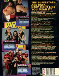Box back cover for WWF European Rampage Tour on the Commodore Amiga.