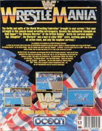 Box back cover for WWF Wrestlemania on the Commodore Amiga.