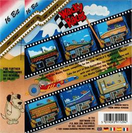 Box back cover for Wacky Races on the Commodore Amiga.