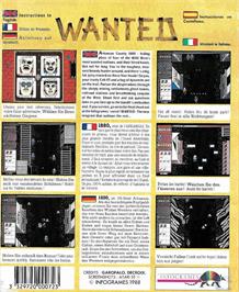 Box back cover for Wanted on the Commodore Amiga.