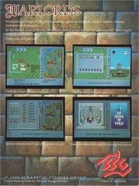 Box back cover for Warlords on the Commodore Amiga.