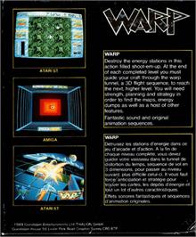 Box back cover for Warp on the Commodore Amiga.