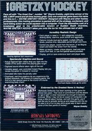 Box back cover for Wayne Gretzky Hockey on the Commodore Amiga.
