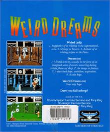 Box back cover for Weird Dreams on the Commodore Amiga.