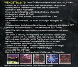 Box back cover for Wendetta 2175 on the Commodore Amiga.