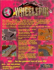 Box back cover for Wheelspin on the Commodore Amiga.