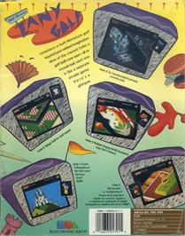 Box back cover for Will Harvey's Zany Golf on the Commodore Amiga.