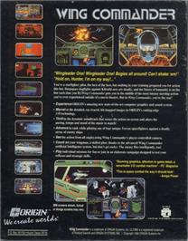 Box back cover for Wing Commander on the Commodore Amiga.