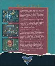 Box back cover for Wings of Death on the Commodore Amiga.