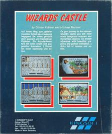 Box back cover for Wizards Castle on the Commodore Amiga.