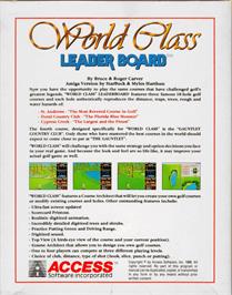 Box back cover for World Class Leader Board on the Commodore Amiga.