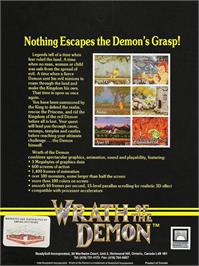 Box back cover for Wrath Of The Demon on the Commodore Amiga.
