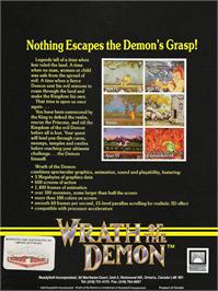 Box back cover for Wrath of the Demon on the Commodore Amiga.