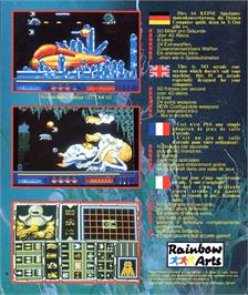 Box back cover for X-Out on the Commodore Amiga.