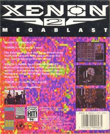 Box back cover for Xenon 2: Megablast on the Commodore Amiga.