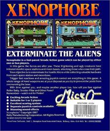 Box back cover for Xenophobe on the Commodore Amiga.