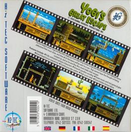 Box back cover for Yogi's Great Escape on the Commodore Amiga.
