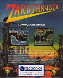 Box back cover for Zarathrusta on the Commodore Amiga.