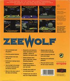 Box back cover for Zeewolf on the Commodore Amiga.