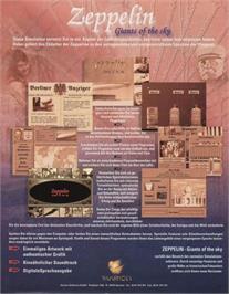 Box back cover for Zeppelin: Giants of the Sky on the Commodore Amiga.