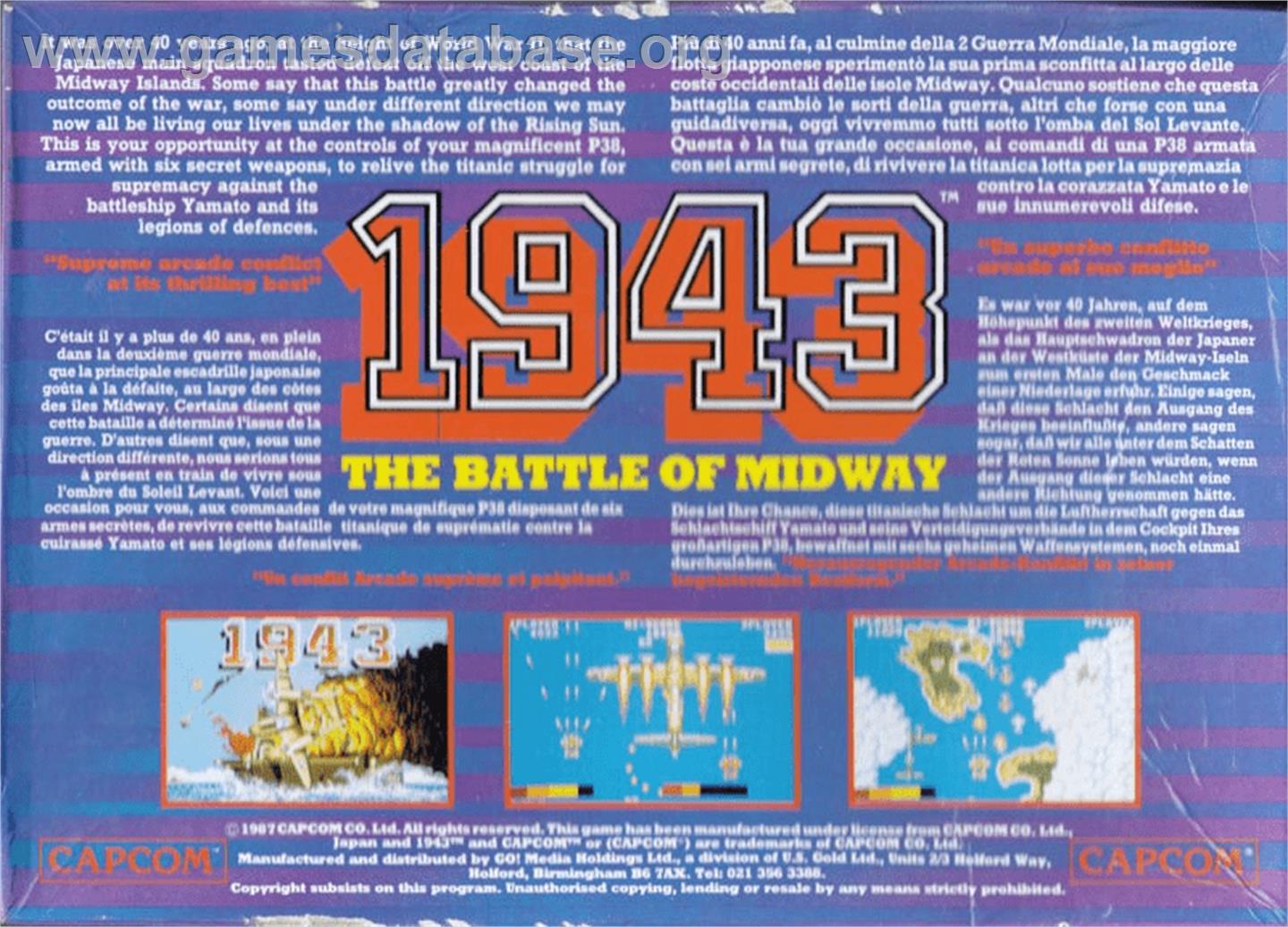 1943: The Battle of Midway - Commodore Amiga - Artwork - Box Back