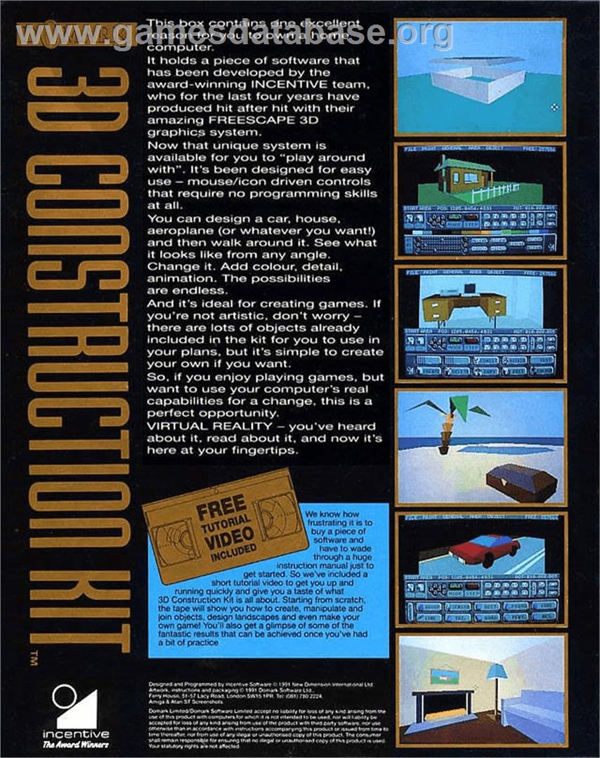 3d Construction Kit - Commodore Amiga - Artwork - Box Back