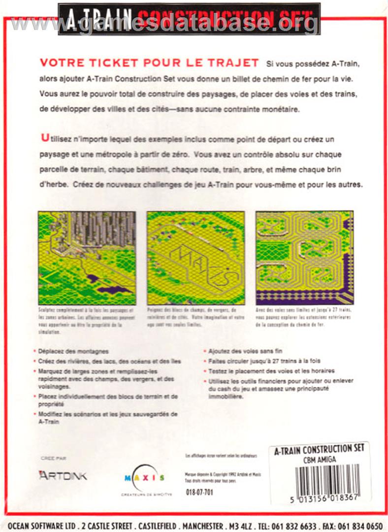 A-Train Construction Set - Commodore Amiga - Artwork - Box Back