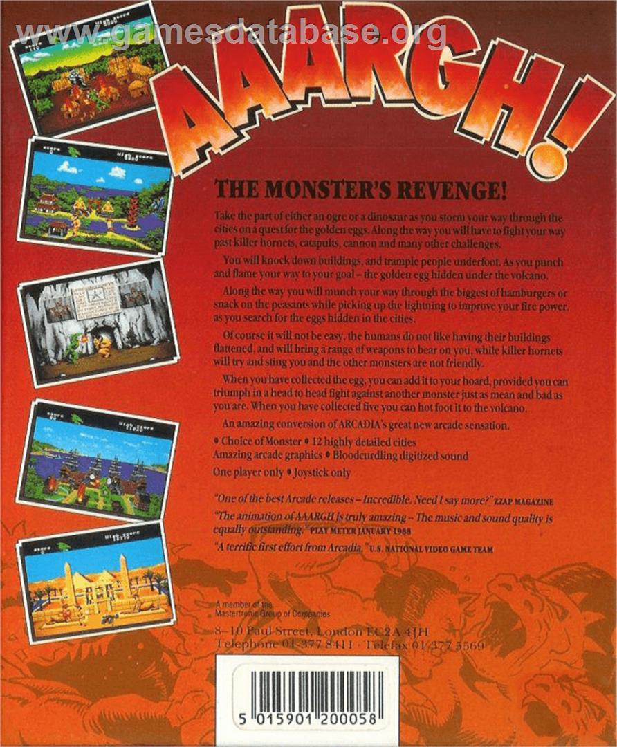 Aaargh - Commodore Amiga - Artwork - Box Back