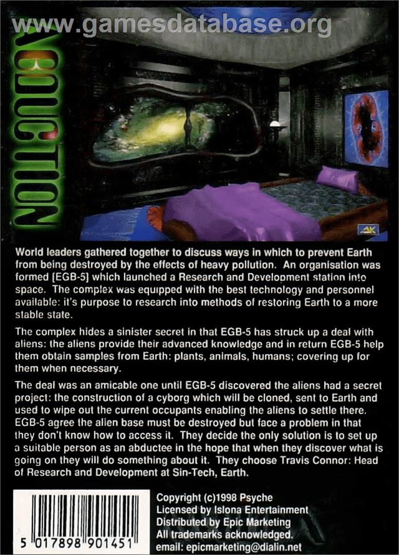 Abduction - Commodore Amiga - Artwork - Box Back