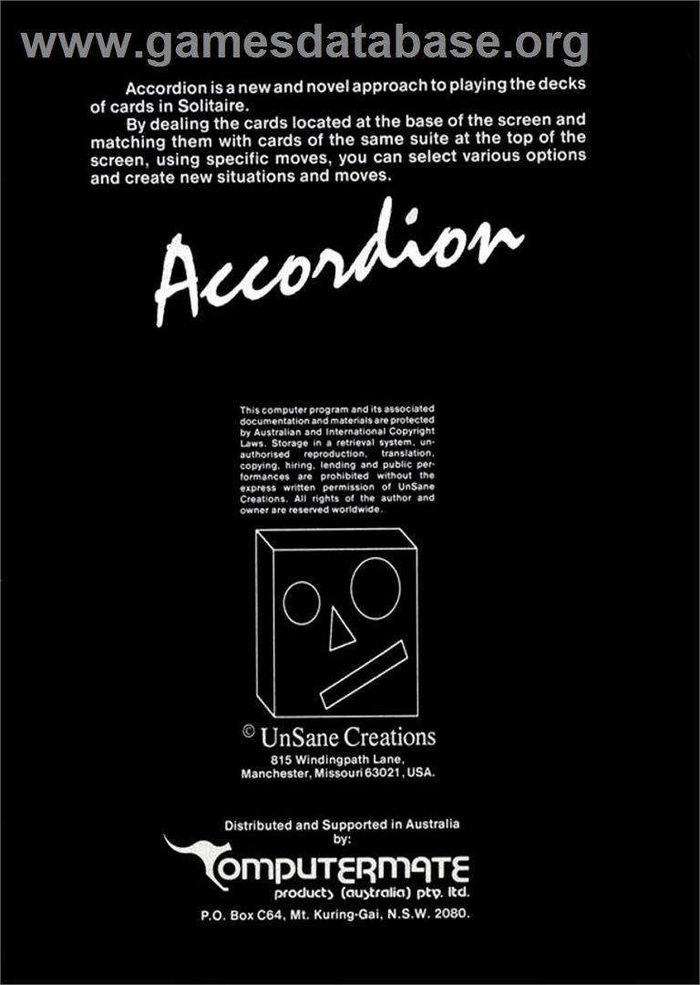 Accordion - Commodore Amiga - Artwork - Box Back