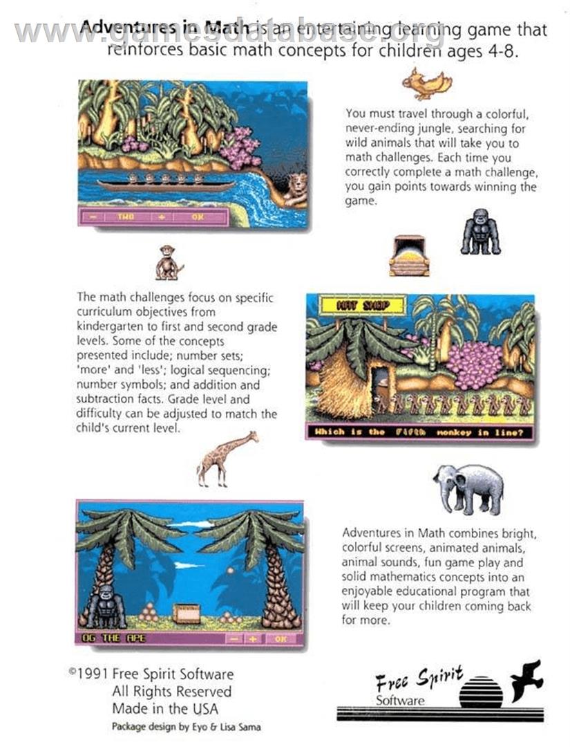 Adventures In Math - Commodore Amiga - Artwork - Box Back