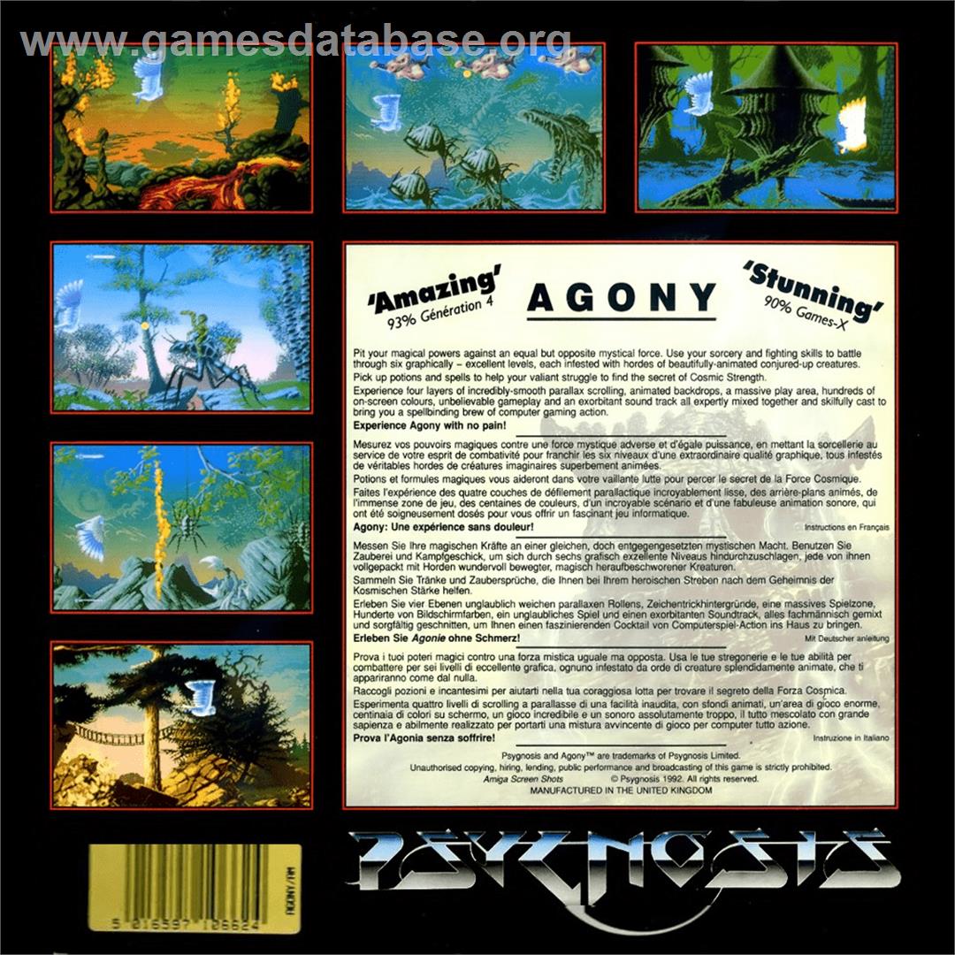Agony - Commodore Amiga - Artwork - Box Back