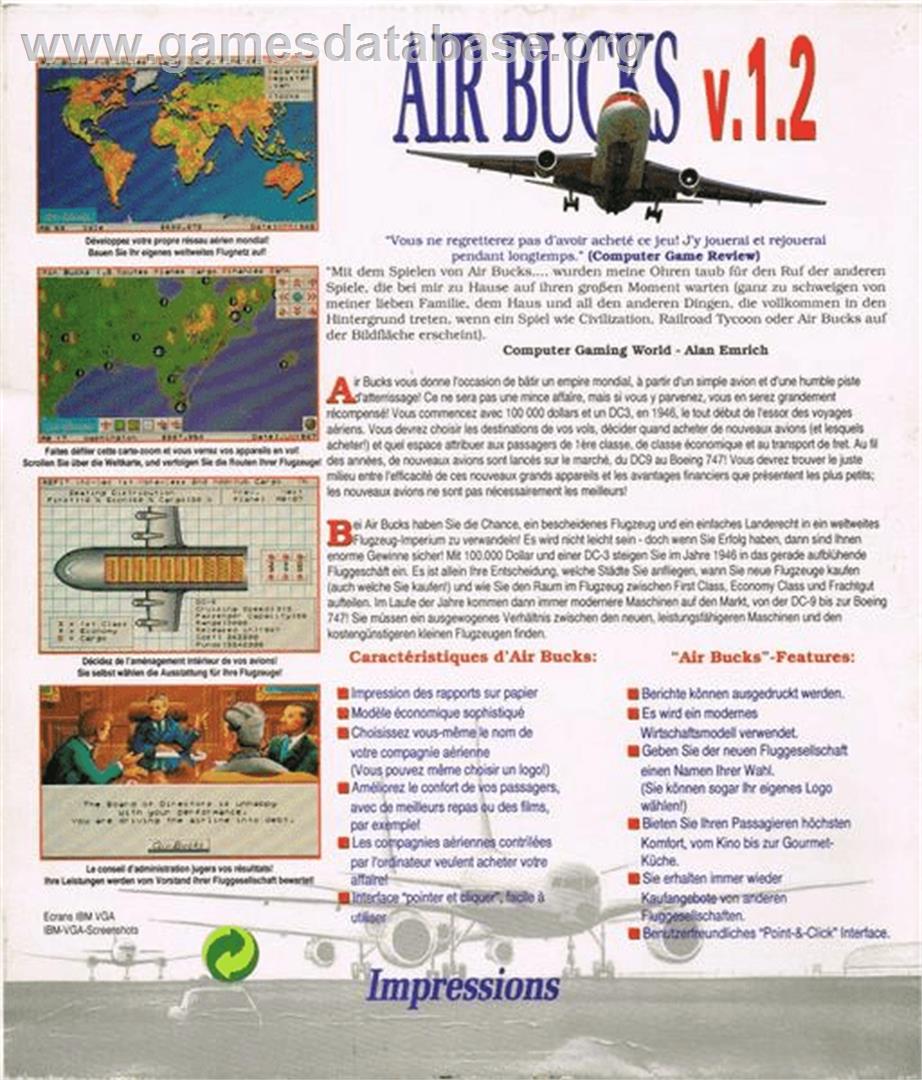 Air Bucks - Commodore Amiga - Artwork - Box Back