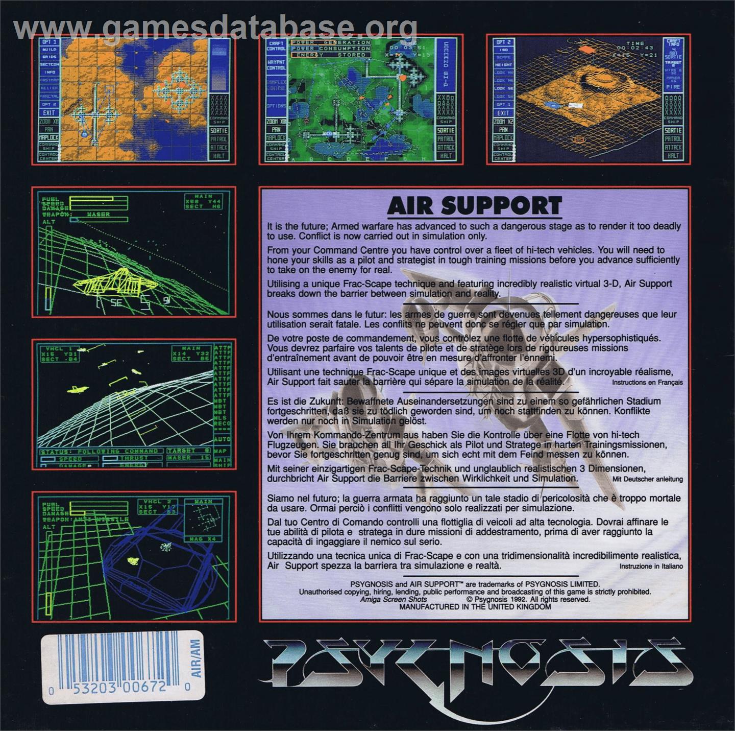 Air Support - Commodore Amiga - Artwork - Box Back