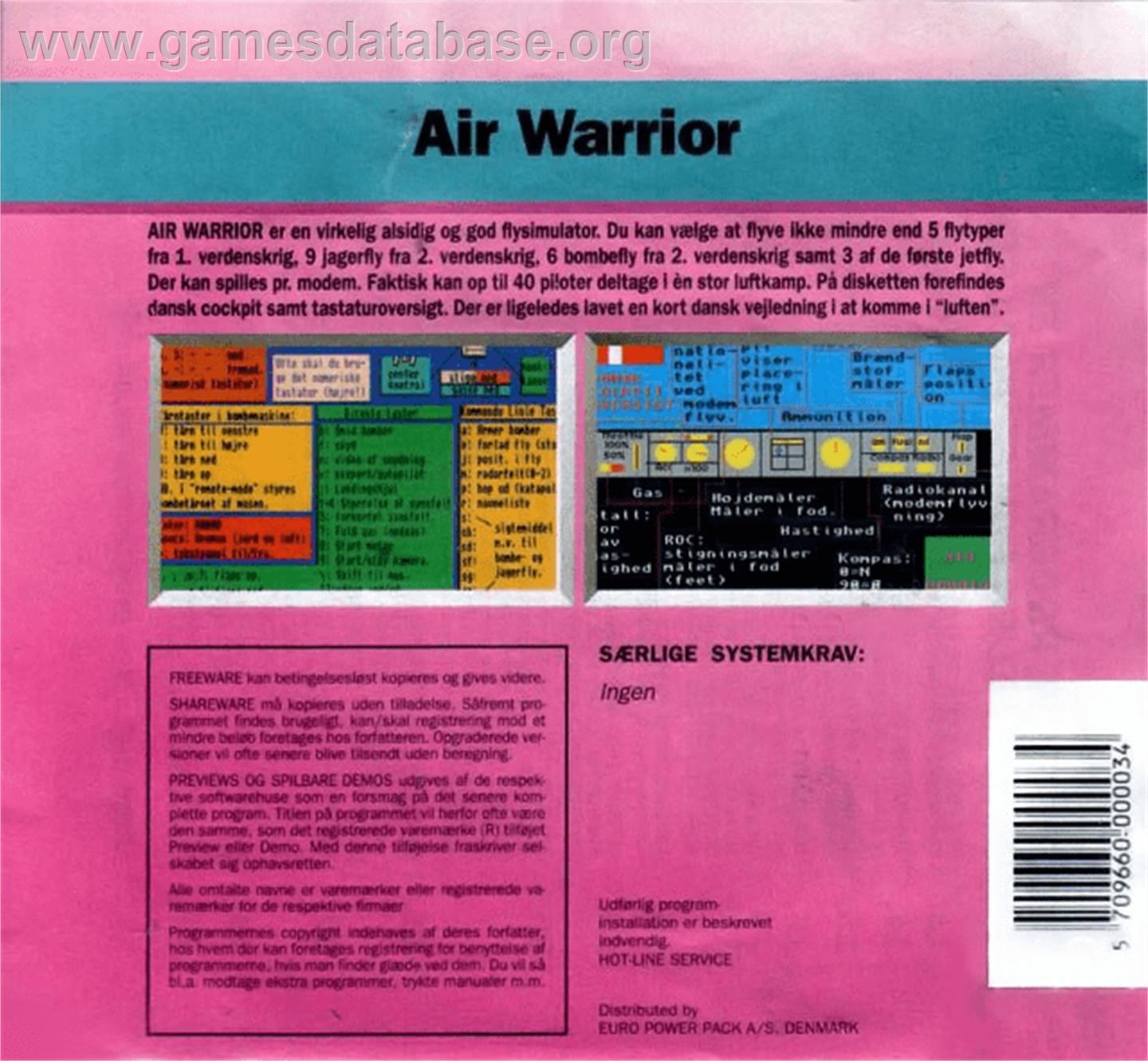 Air Warrior - Commodore Amiga - Artwork - Box Back