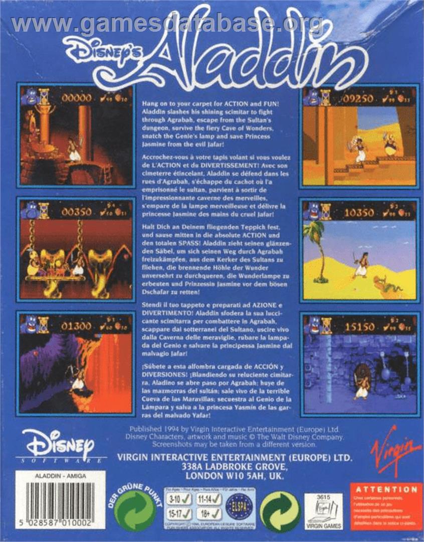 Aladdin - Commodore Amiga - Artwork - Box Back