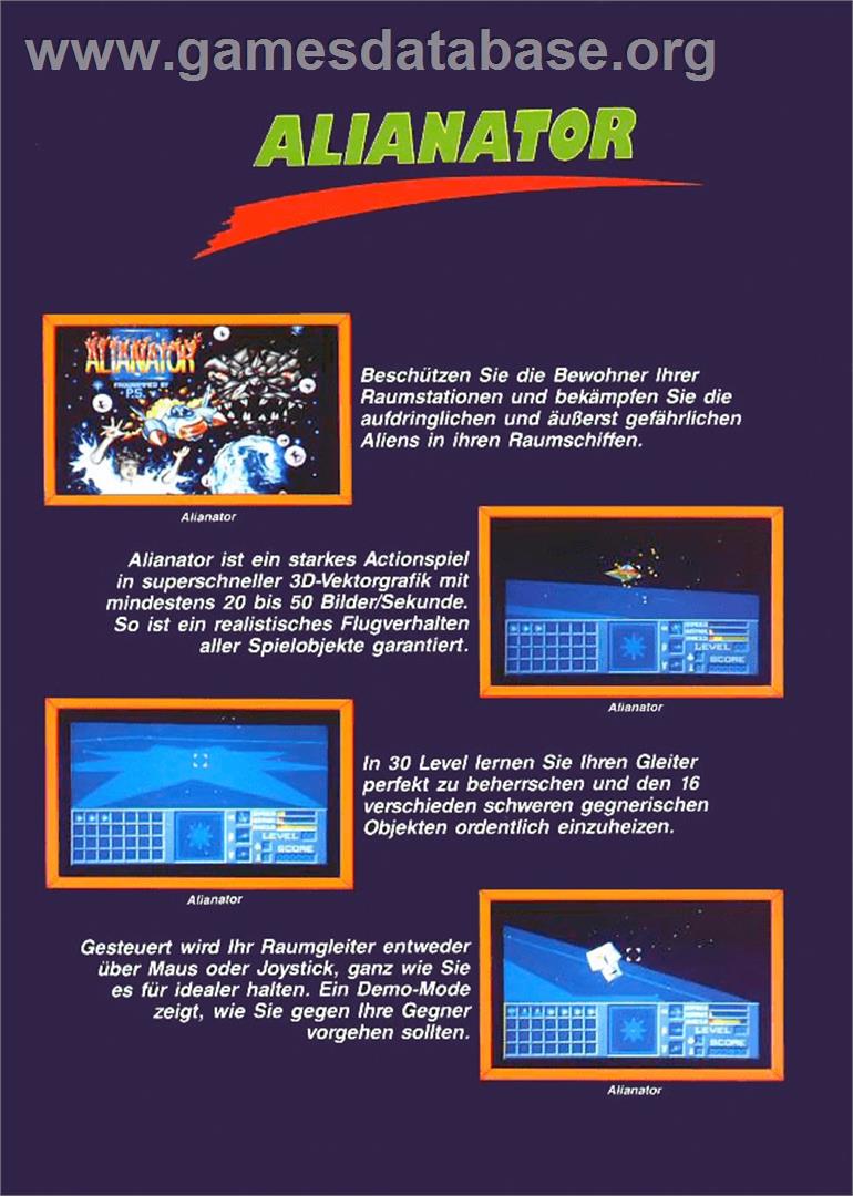 Alianator - Commodore Amiga - Artwork - Box Back